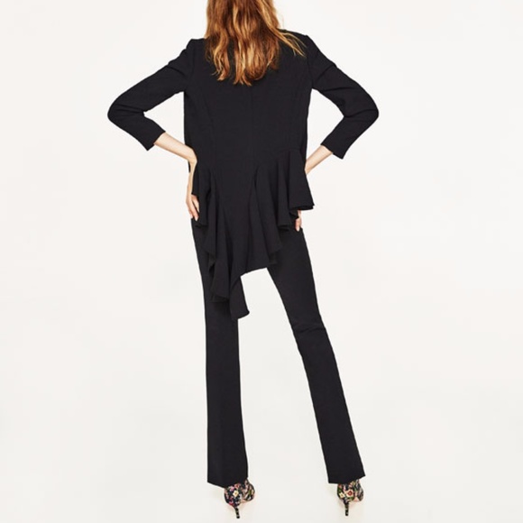 Zara Asymmetric Hem Jacket Black 2184 Extra Small XS NWT - Picture 4 of 8